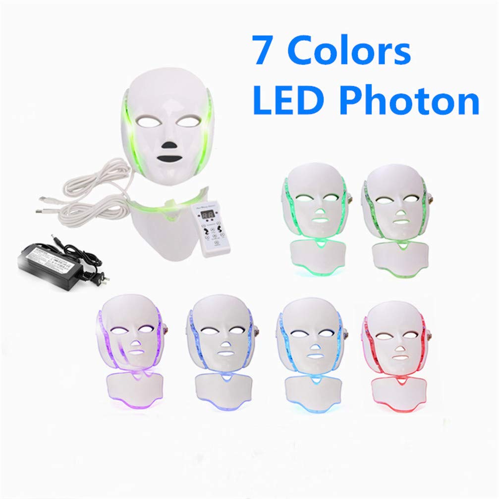 LED Mascarilla Mascara Fototerapia,Mascara Facial Led 7 Colores Terapia De Fotones Para Tratamiento Facial Rejuvenecimiento De Piel Anti Envejecimiento Arrugas