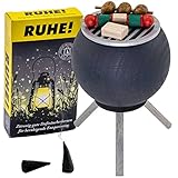 Seiffener Volkskunst | Räucherofen Grillofen | Räucherfigur 10 cm | Grill + Räucherkerzen Ruhe | Räuchergrill Veggie | 26305 | anthrazit