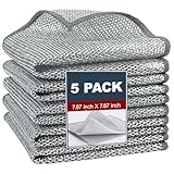 eioororriy 5PCS Microfibre Wire Dishcloths Non Scratch Steel Wool Cleaning Cloth With Diamond Lattice Weave For Kitchen Dishes Sinks And Stove Tops - Image 1