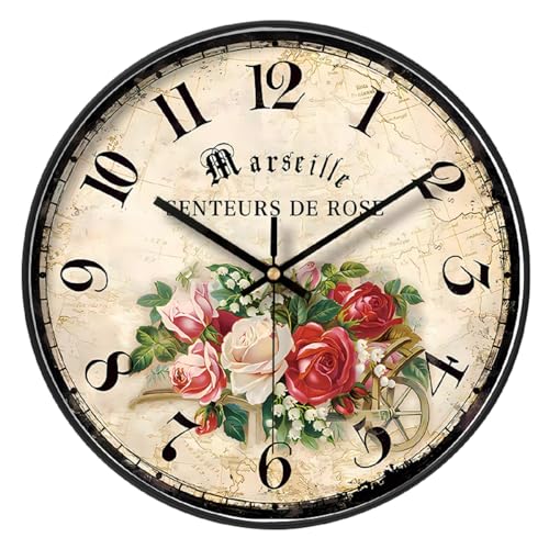 NUOVO Reloj de pared de jardín de 12 pulgadas reloj de flores coloridas shabby chic...