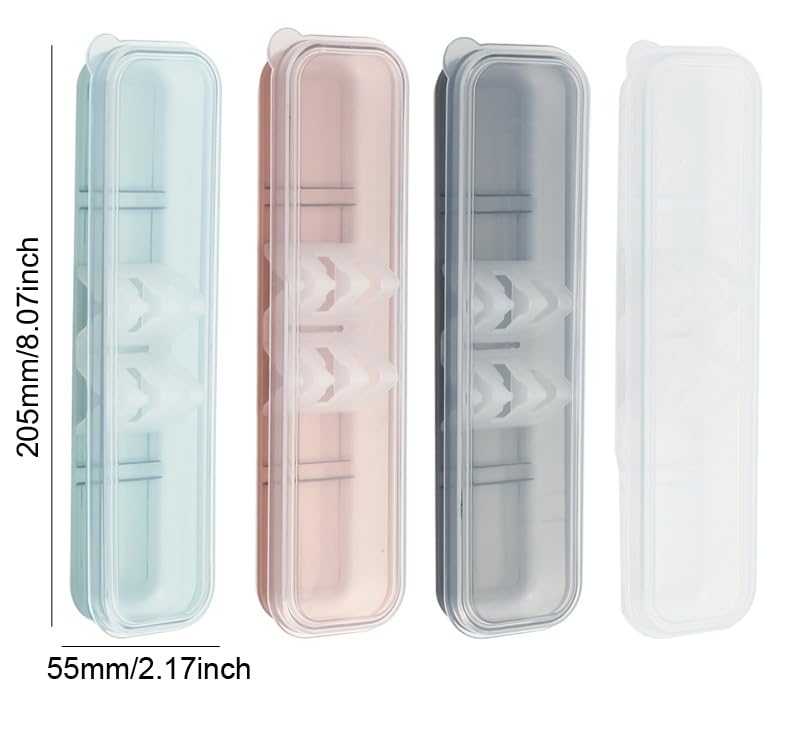 TorSor 4 Pack Travel Utensil Holder Carrying Case with Slot Stand Storage Box Organizer for Outdoor Reusable Tableware Kit Portable Flatware Cutlery Set Camping Knife Fork Spoon Chopsticks Utensils
