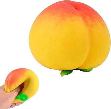 Peach Squishies, Giant Peach Squishies, Peaches Stress Relief Tool, Squeezy Peaches Fidget Sensory Ball for Anxiety Management and Daily Travel Yellow