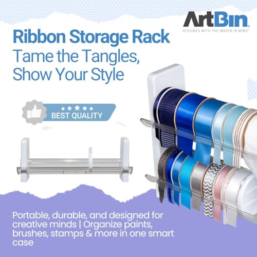 ArtBin Ribbon Storage Rack | Ribbon Spool Holder | Ideal for Craft Rooms & Studios, Gift Wrapping Stations, Small Craft Shops, Boutiques - White - Thumbnail 3