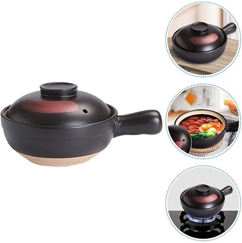 Miniatura 6 de LIFKOME Olla de cocina de arcilla Olla de cocina Estufa estilo chino Cazuela de cocina tradicional estilo Hong Kong Arroz Gachas de avena Olla