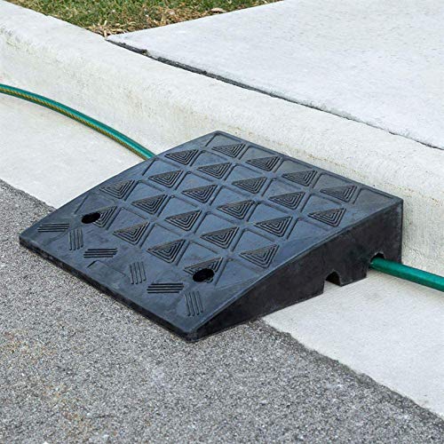 Rampas de borde de goma, rampa para bordillo de vehículo automóvil - Puente umbral de goma resistente, para muelle de carga, garaje, acera, camión, scooter, bicicleta y motocicleta, larga de 20 pulgadas miniatura 5