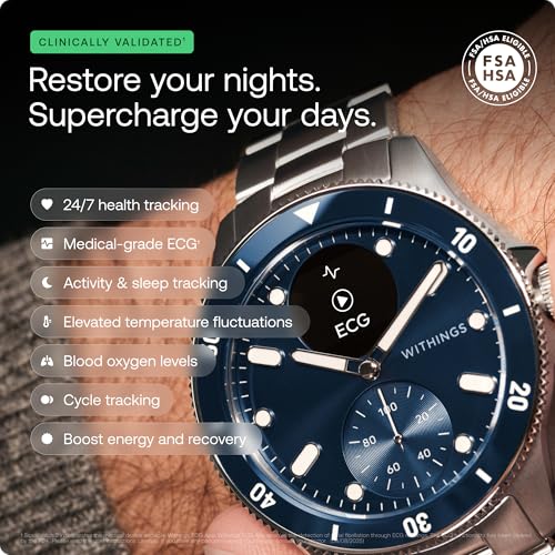 Image of WITHINGS Scanwatch Nova - Heart Health Hybrid Smart Watch for Men & Women - SPO2, Temperature Monitoring, Sleep, Respiratory Health, Cycle Monitoring, 30-day Battery Life, Apple iOS /Android