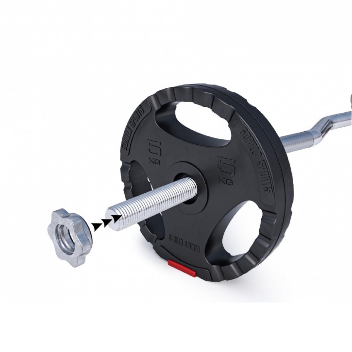 GORILLA SPORTS® Collari Spinlock - 2 Pezzi, per Barre da 30mm, con Anello Gommato, Acciaio Cromato, Argento/Nero - Morsetti a Vite, Ferma Dischi, per Bilanciere, Manubri, Sollevamento Pesi, Palestra