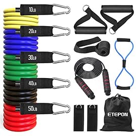AUKUYE Resistance Bands Set, Exercise Bands Set Stretch Workout Band with Handles, 5 Stackable Exercise Bands with Door Anchor, Ankle Straps, Carrying Pouch for Body Stretching,Yoga, 12 PCS
