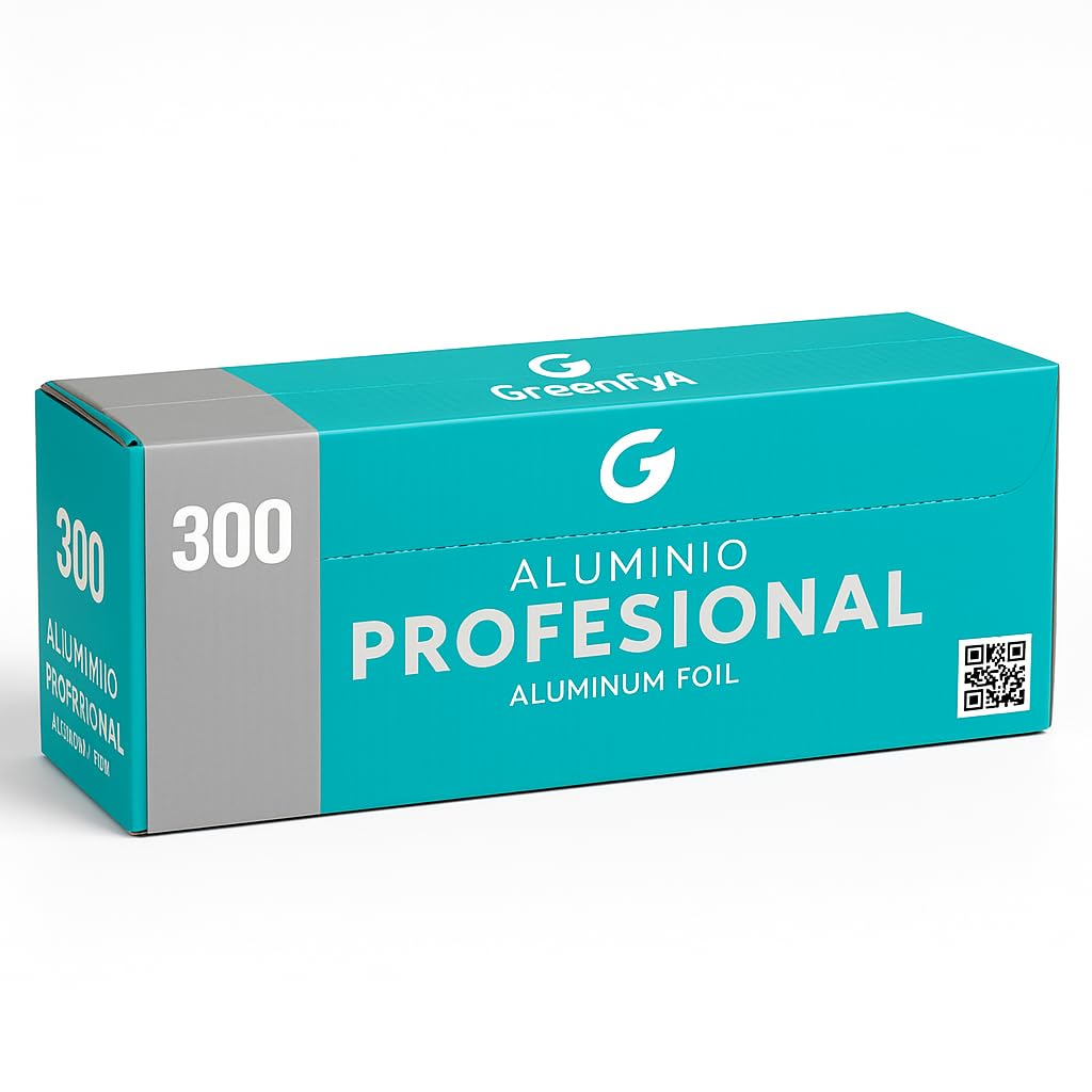 Papel Aluminio Pack 2 Papel de Aluminio Industrial 29cm x 2KG por Rollo | 15 Micras | Uso Profesional Hostelería Cocina Horno Parrilla Catering | Con Sierra de Carton en la Propia Caja.