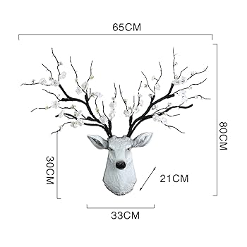 Amazon.co.jp: 鹿のモダンな壁彫刻、梅の花の鹿の角が付いた