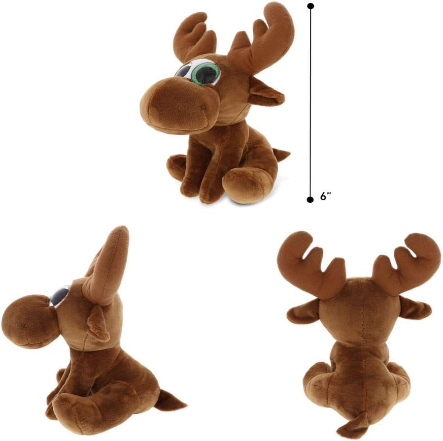 DolliBu Sparkling Big Eye Plush Stuffed Animal Teddy Bear - Cute Soft Woodland Security Toy Pal - Plushie Cuddle Buddy Bedtime Friend - Small Moose
