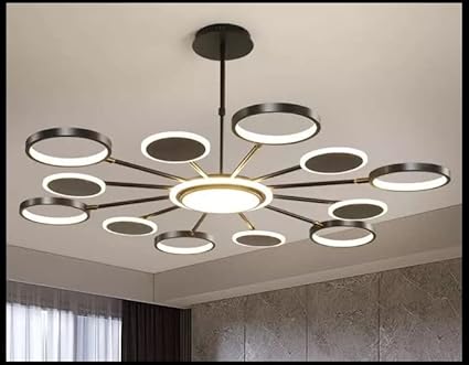 Smartway 86 Watt Fab 12 Modern Designer LED Smart Ceiling Chandelier for Hall, Living Room, Bedroom, Dining Room (Google, Alexa) Voice Assist App Control and 3 Color Mode (Warm, Cold & Natural White)