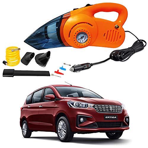 Oshotto 2 in 1 Car Vacuum Cleaner Cum Tyre inflator/Air Compressor for Maruti Suzuki Ertiga 2012-2018 (Orange)