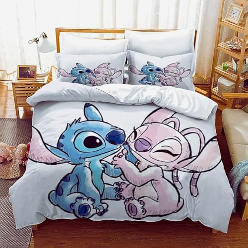Stitch Double Duvet Cover Set – Cute Lilac Cartoon Bedding for Kids...