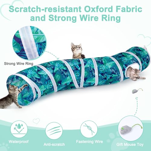 Image of Glittme Cat Tunnel, Cat Tunnels for Indoor Cats, S-Shape Peekaboo Cat Cave with Cat Toys, Foldable Cat Tubes and Tunnels for Cats, Rabbit, Puppy, Guinea Pig