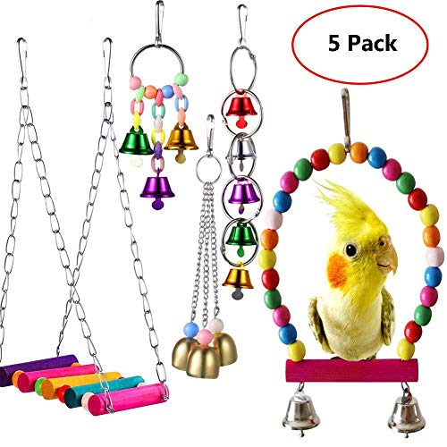 MIGHTYDUTY Parrot Toy Bird Cage Swing Hammock Pet Bird Hanging Bell Hanging Toy Macaw Parrot Love Bird Finches Brids Toy Supplies
