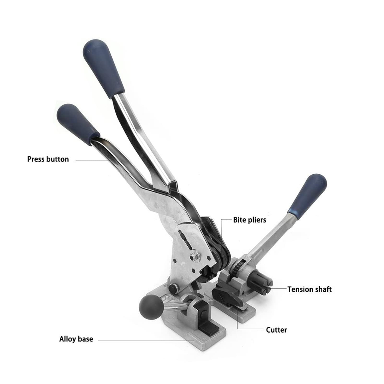 Manueller Stahlbandspanner. Effizientes 3-in-1-Bördelwerkzeug für Industrieverpackungen