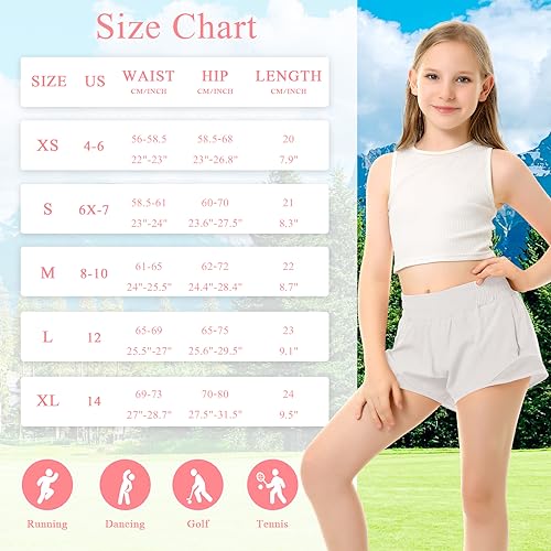 DOCUMO Meninas Shorts Esportivos Com Forro, Leves Para Corrida, Adolescentes, Short Esportivo Ativo