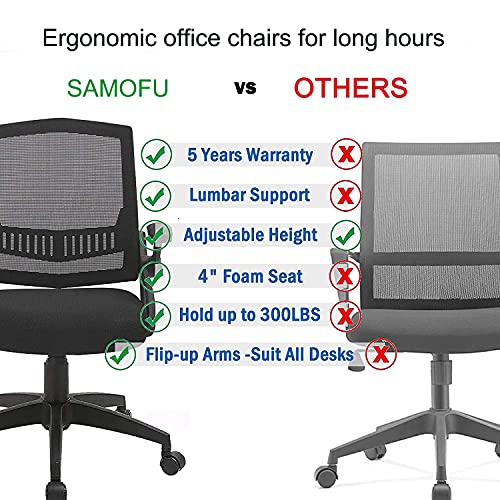 SAMOFU Office Chair, Ergonomic MidBack Desk Chair, Mesh Computer Task