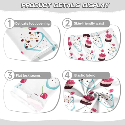 Girls' Leggings Ankle Length Printed Leggings Sweet Cake Cherry Ice Cream Soft Comfortable Pants for Kids 4-10 Years4