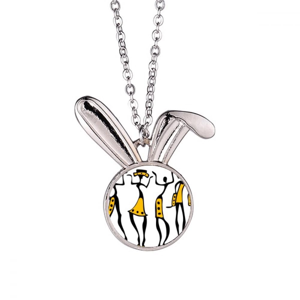 Collier lapin noir pendentif tendance Pritive afaboriginal bijou ras de cou - 5