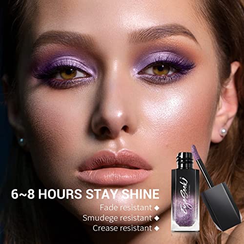 Eyeseek 6Pcs Liquid Glitter Eyeshadow Metallic Eye Makeup Set, Brilliant Cream Gel Shimmer Eye Shadow Brightener Eyeliner, Eyes Liner Make Up Kit - Rainbow Color #TOP5