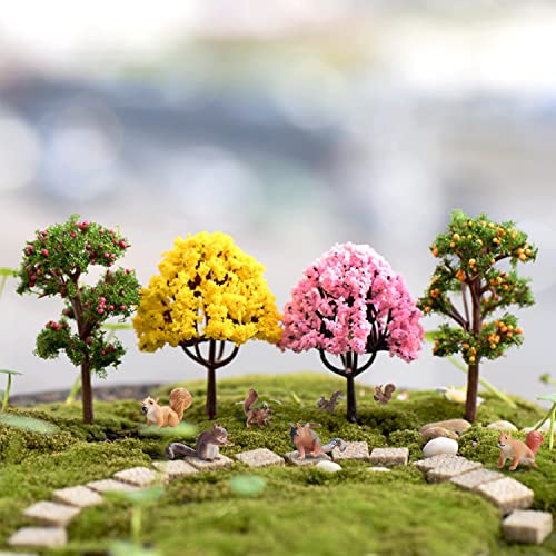 Hiawbon 7 Pieces Squirrel Figurines Hand Painted Squirrel Cake Toppers Mini Fairy Garden Animal Squirrel Model Miniature Squirrel Micro Landscape Ornament #TOP6