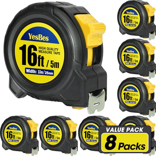 Tape Measure 16 ft 8 Pack Bulk Easy Read Measurement Tape Self-Locking Measuring Tape Retractable 16 FT by 1 in