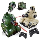 SKEKECIE 2 Pack RC Battle Tanks, RC Tank that Shoots with Infrared System & Sound Effects, Remote Control Tank with HP Station for Boys & Girls Age 6-12, Christmas Birthday Easter Gifts for 8-12