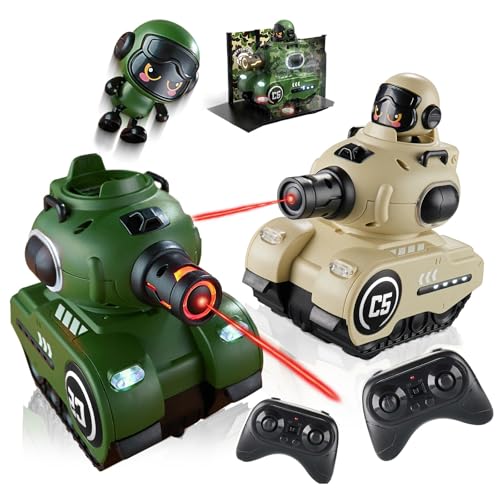 SKEKECIE 2 Pack RC Battle Tanks, RC Tank that Shoots with Infrared System & Sound Effects, Remote Control Tank with HP Station for Boys & Girls Age 6-12, Christmas Birthday Easter Gifts for 8-12