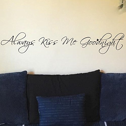 Always Kiss Me Goodnight Bedroom Decals Wall Quotes Love Saying Sticker Lettering Art Wedding Gift Living Room Decor #TOP3