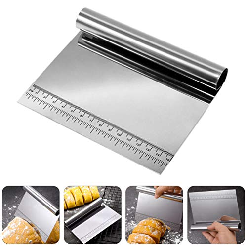 Hemoton Cortador de Massa de Aço Inoxidável de 2 Peças Com Escala Raspador de Massa Tigela de Massa