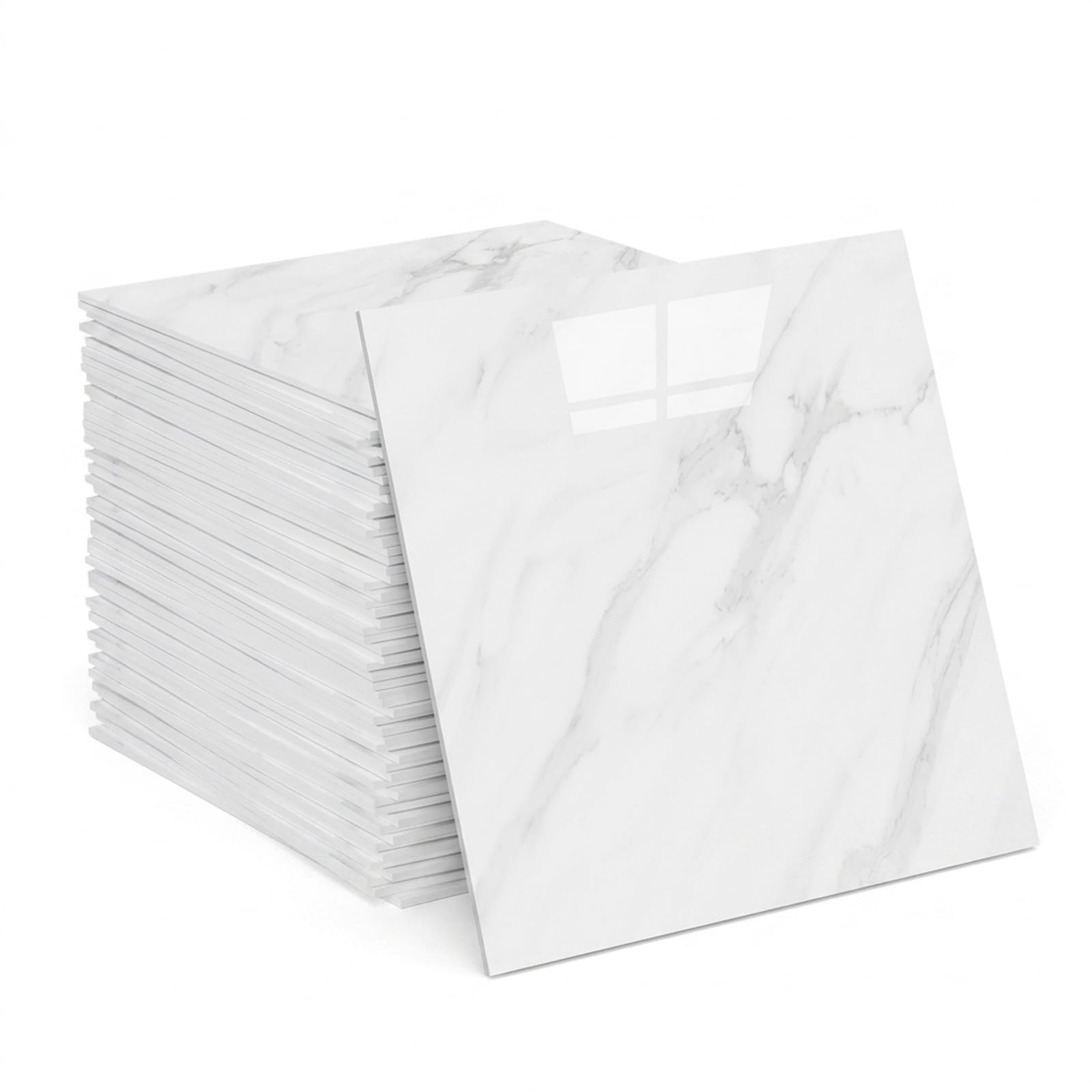 Azulejos autoadhesivos, 20 unidades, 30 x 30 cm, aspecto de mármol, azulejos adhesivos impermeables para cocina y baño, paneles de pared de PVC para salón, azulejos de pared, color blanco