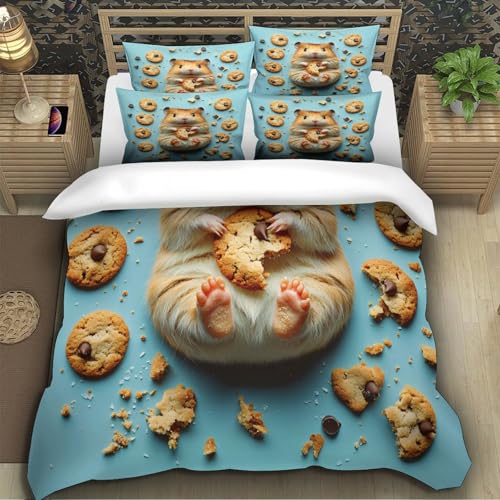 Parure de lit hamster mignon 140x200 avec housse de couette microfibre - 5