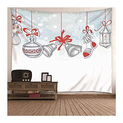 Homxi Tapiz Pared Habitación,(260x240CM) Tapiz Pared Simple Blanco Rojo Tapiz Pared Poliéster Estilo de Navidad