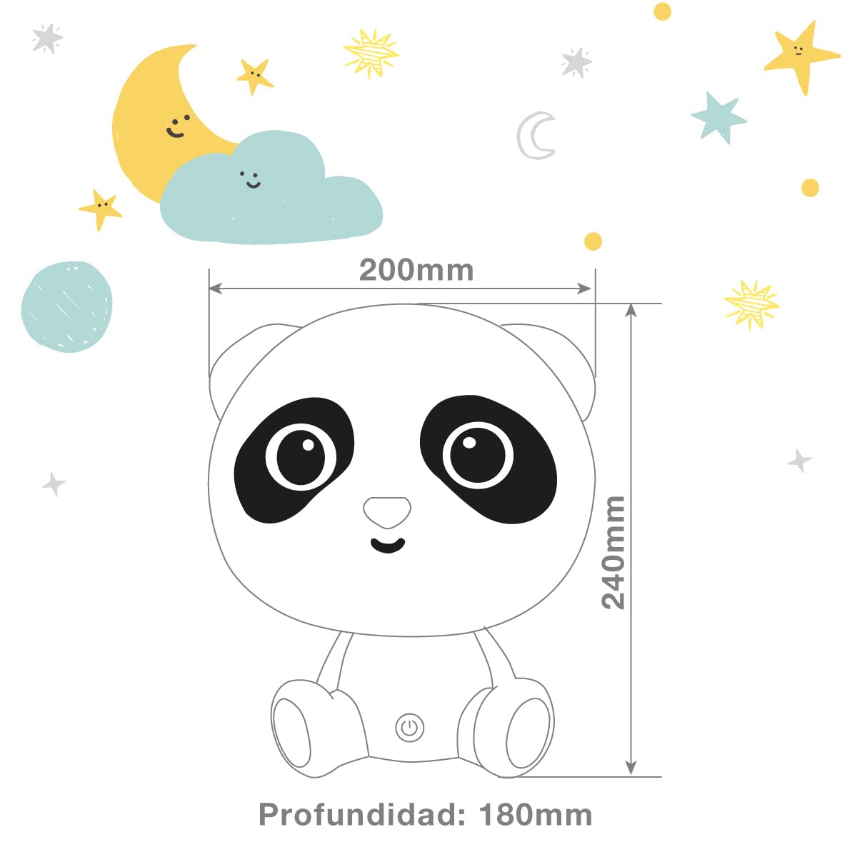 Luce notturna per bambini Panda LED 2,5W RGB + batteria ricaricabile per luce diurna Bianca