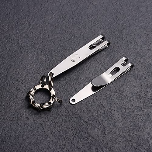 Image of UltraTac Deep Carry Pocket Clip - Heavy Duty Stainless Steel Multi-Purpose Belt Clip for EDC Gear, Knives, Keys | Secure Suspension Pocket Hook for Tactical Equipment (2 Pack)