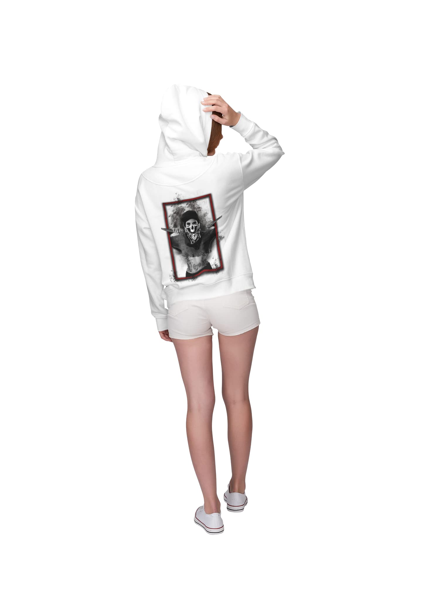 knut Fashion & Streetwear Nowoczesna, przytulna bluza z kapturem, damska bluza z kapturem, z motywem tatuażu, z kapturem, rockowy, z długim rękawem, rozmiary XS-XXXL