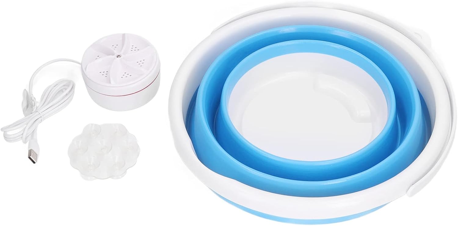 Mini Portable Washing Machine, Foldable Washer Bucket, Small Automatic Underwear Washing Machine for Clothes Laundry, Camping, RV, Travel, Small Spaces, Apartment