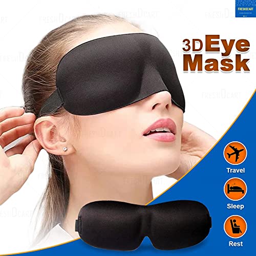 Image of 3D Sleep Mask for Women, Men & Kids - Super Soft Cotton Eye Mask for Sleeping, Adjustable Eye Cover for Travel, Nap, Meditation - Lightweight, Light Blocking Blindfold Sleep Mask (Black)
