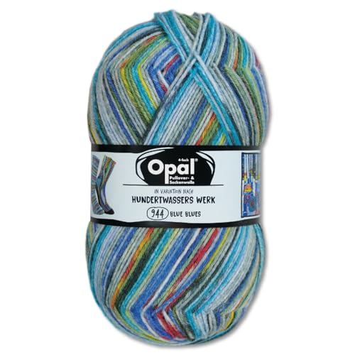 Frida's Wollhaus Opal 100 g Hundertwasser Sockenwolle 4-fach Strümpfe Socken Stricken 32 Farben (4050 | Blue Blues)