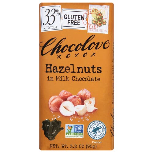 Chocolove XOXO Hazelnuts in Milk Chocolate Bar - 3.2 oz Bar