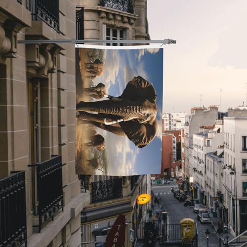 Drapeau extérieur anti-déchirure double face Éléphant 1,2x1,8 m