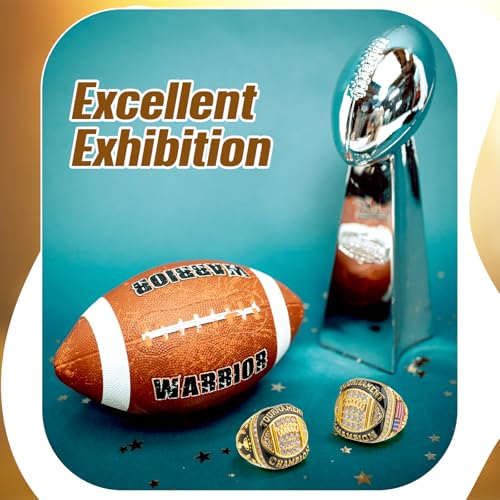 Misdary Football Championship Rings with Holder Most Valuable Player Greatest of All Time Gold Ring Award Gift Sports Team Prize for Tournament Winner(16 Pcs) by Misdary - Image 3