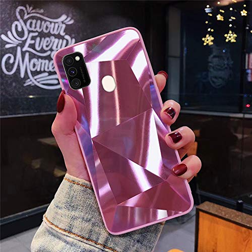 Compatible con Samsung Galaxy M30S/Galaxy M21 con purpurina, 3D, brillante, brillante, con diamantes de imitación, funda ultra fina, suave, resistente a los golpes, color rosa