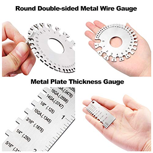 Speedwox 6Pcs Mig Welding Pliers Welding Hammer 2 Stainless Steel Metal Sheet Thickness Gauges 6 Row Wire Scratch Brush Storage Pouch Welding Tools Set #TOP4