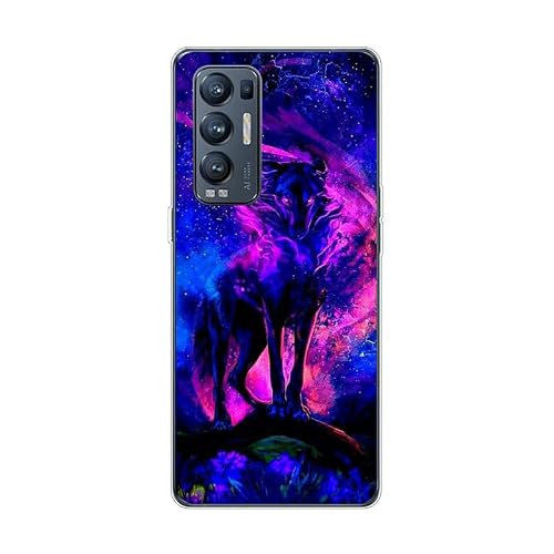 KARTXITAI Case Compatible with Reno5 Pro Plus 5G,Shockproof Slim Thin Silicone Protective Anti-Fingerprint Anti-Scratch Anti-Fall Phone Cover - Wolf