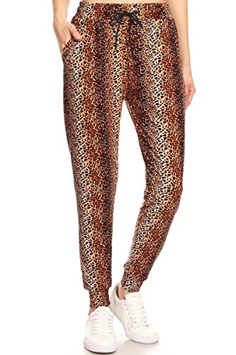 Leggings Depot Jga-S614-S Fierce Print Jogger Track Pants W/Pockets, Small #TOP1