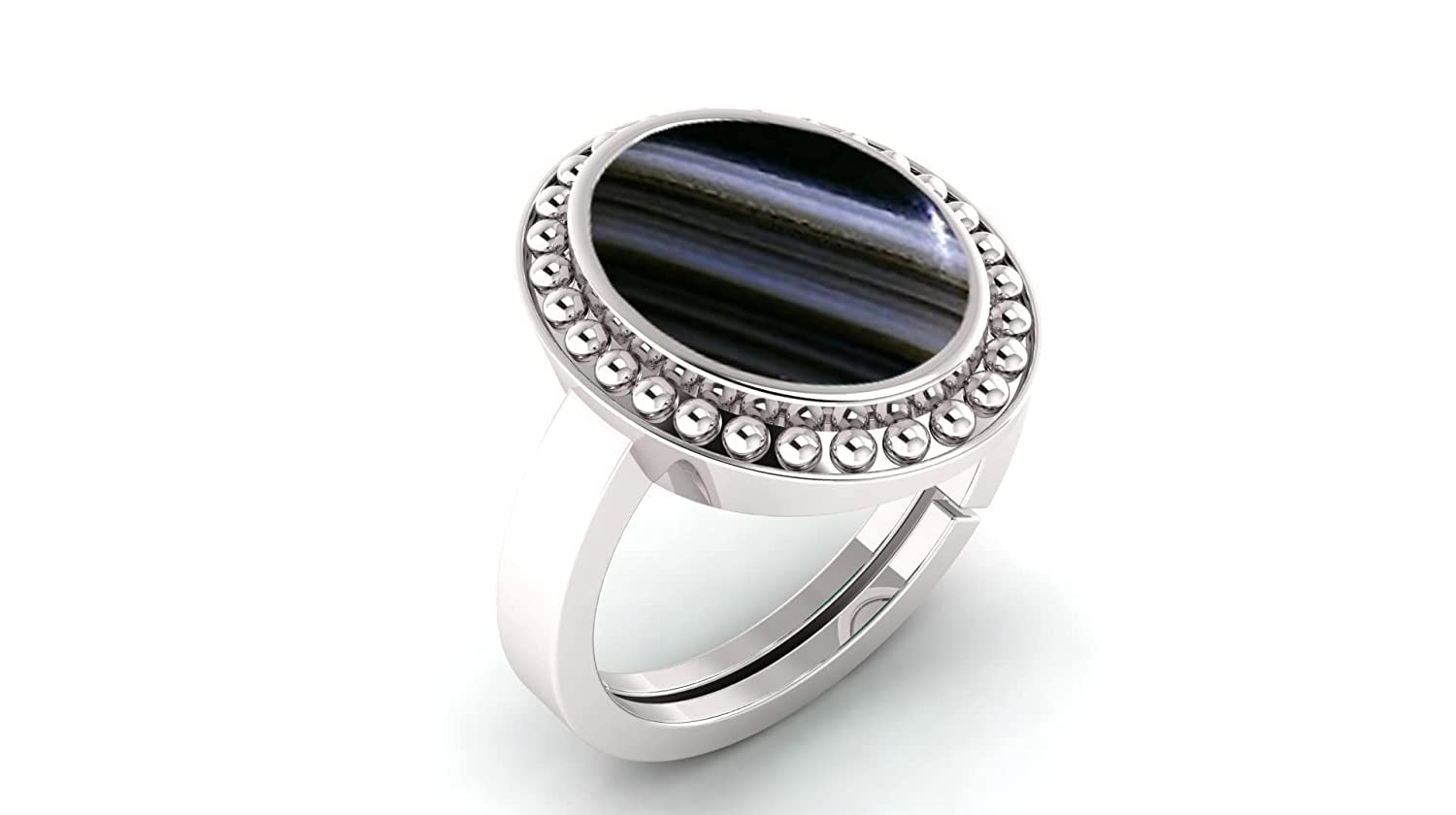 6.50 Carat Sulemani Hakik Ring Original Natural Black Haqiq Precious Gemstone Hakeek Astrological Silver Plated Adjustable Ring Size 16-24 for Men and Women-image-30