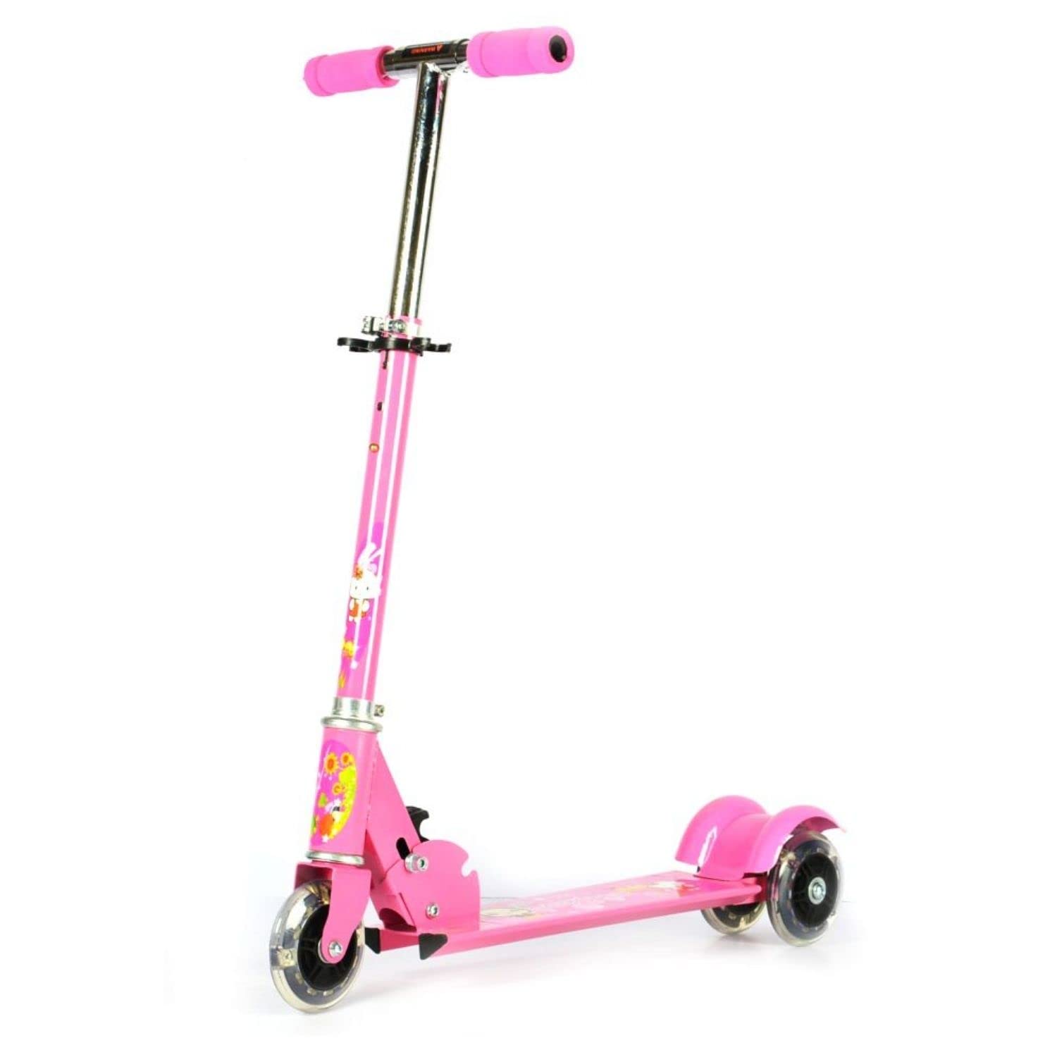 Kids Mandi1 Pcs Road Master Runner Kids Scooter | Skating Ride on scooty, Scratch Free with Adjustable Level | Multicolor Flashing 3 Wheels | Handlebar & Foldable Design Scooter for Kids - Color May